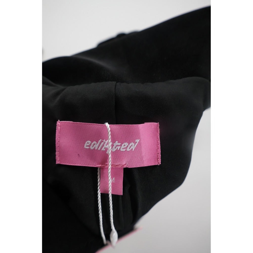Edikted Moto Jacket Lace Up Cropped M Black Faux Leather Retail $198 - Picture 7 of 7